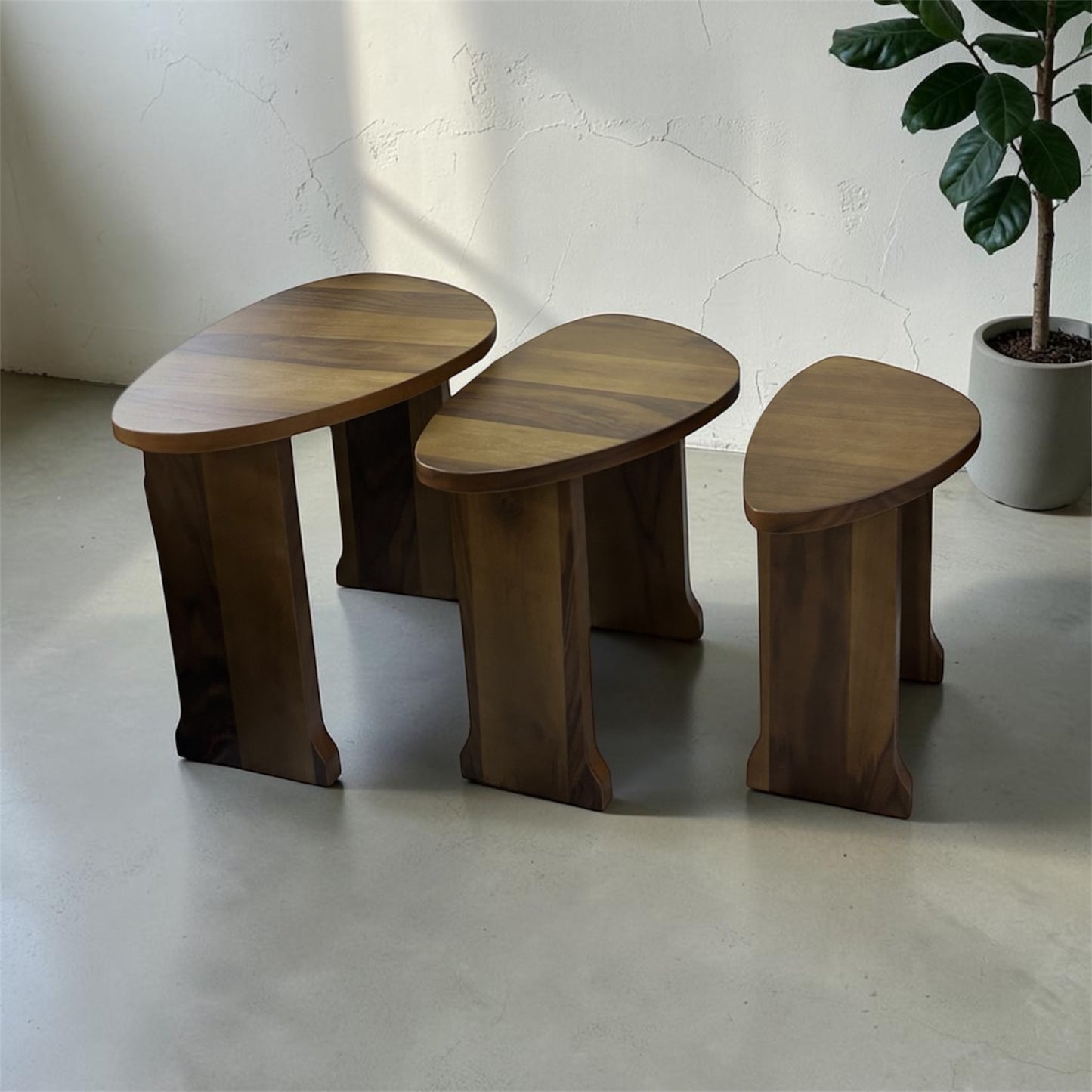 3er Tisch-Set aus Holz