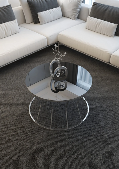 Couchtisch aus Metall - Silber/Schwarz