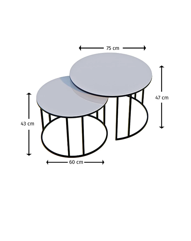 2in1 Couchtisch aus Metall - Silber/Schwarz