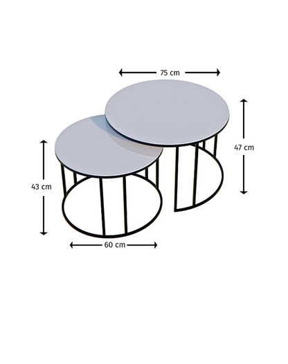 2in1 Couchtisch aus Metall - Silber/Schwarz