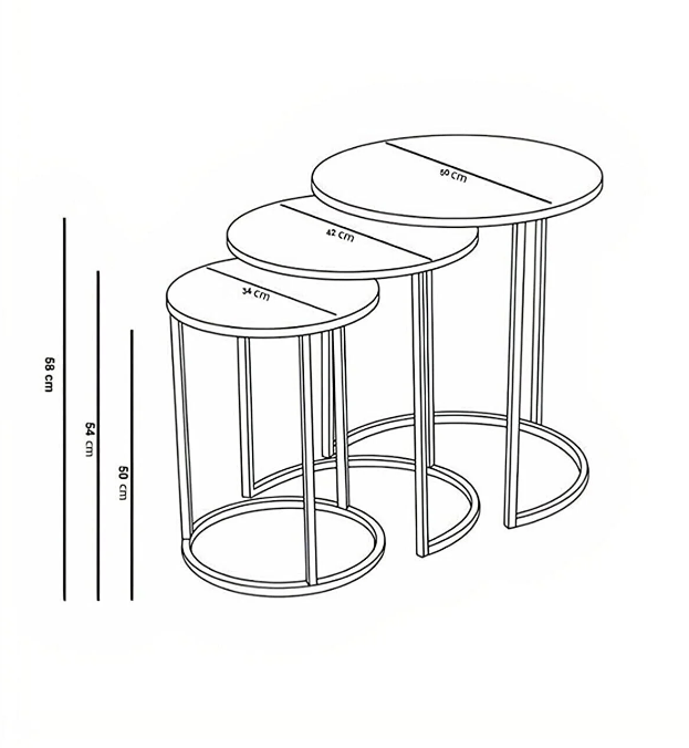 Metall-Couchtisch + 3er Nebentisch Set weiß/gold